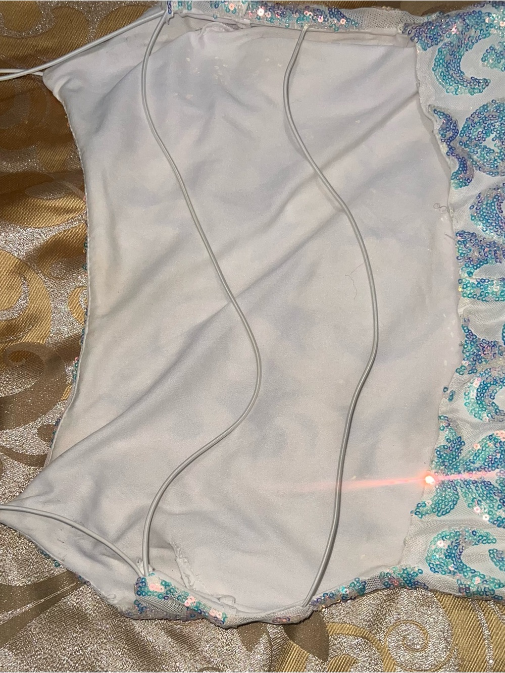 Windsor Iredescent Blue Sequin Damask Bodycon Mini Dress L - Picture 7 of 11